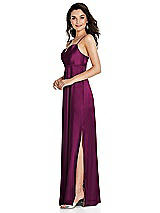 Side View Thumbnail - Merlot Cowl-Neck Empire Waist Maxi Dress with Adjustable Straps