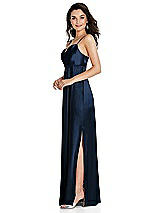 Side View Thumbnail - Midnight Navy Cowl-Neck Empire Waist Maxi Dress with Adjustable Straps