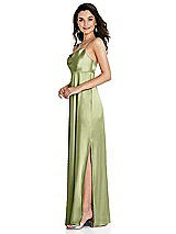 Side View Thumbnail - Mint Cowl-Neck Empire Waist Maxi Dress with Adjustable Straps