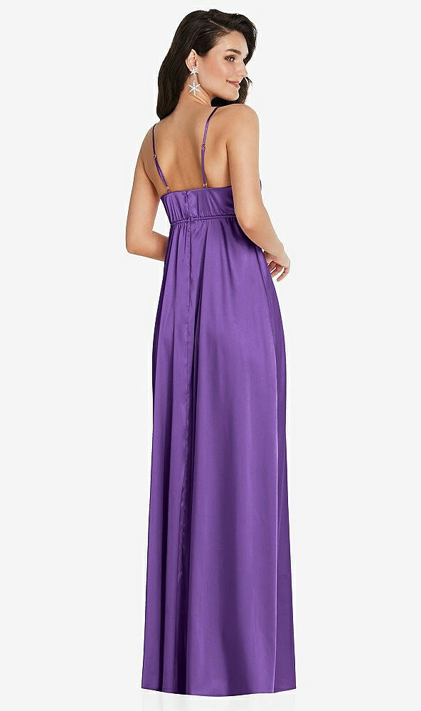 Back View - Pansy Cowl-Neck Empire Waist Maxi Dress with Adjustable Straps