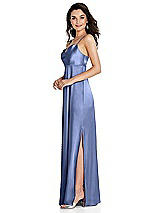 Side View Thumbnail - Periwinkle - PANTONE Serenity Cowl-Neck Empire Waist Maxi Dress with Adjustable Straps