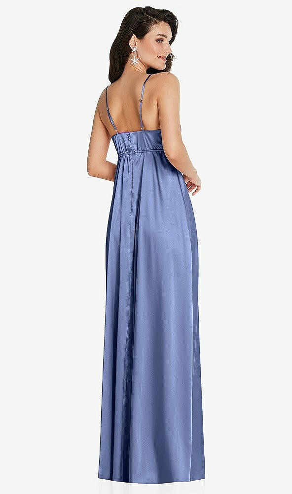 Back View - Periwinkle - PANTONE Serenity Cowl-Neck Empire Waist Maxi Dress with Adjustable Straps