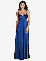 Front View Thumbnail - Sapphire Cowl-Neck Empire Waist Maxi Dress with Adjustable Straps