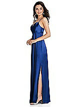 Side View Thumbnail - Sapphire Cowl-Neck Empire Waist Maxi Dress with Adjustable Straps