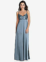 Front View Thumbnail - Slate Cowl-Neck Empire Waist Maxi Dress with Adjustable Straps