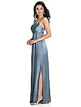 Side View Thumbnail - Slate Cowl-Neck Empire Waist Maxi Dress with Adjustable Straps
