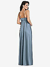 Rear View Thumbnail - Slate Cowl-Neck Empire Waist Maxi Dress with Adjustable Straps