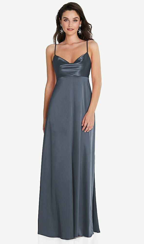 Front View - Silverstone Cowl-Neck Empire Waist Maxi Dress with Adjustable Straps