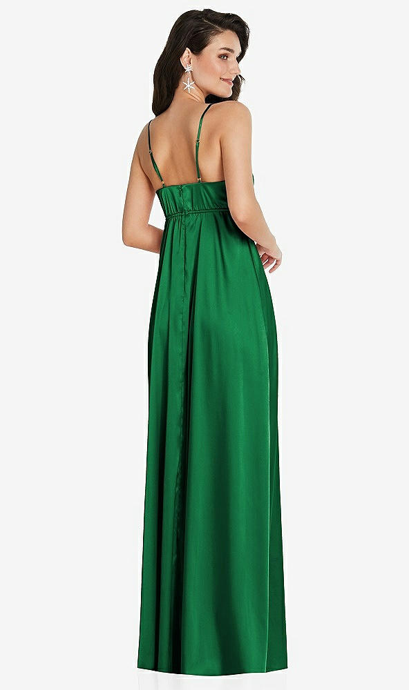 Back View - Shamrock Cowl-Neck Empire Waist Maxi Dress with Adjustable Straps