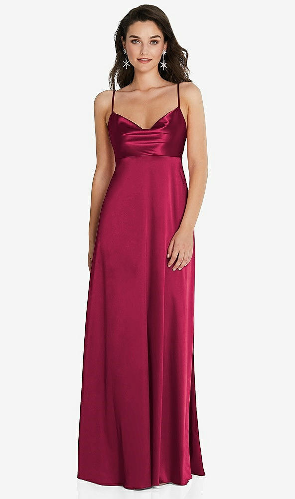 Front View - Valentine Cowl-Neck Empire Waist Maxi Dress with Adjustable Straps