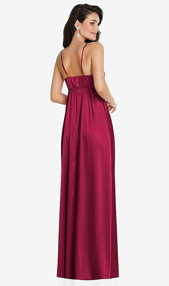 Back View - Valentine Cowl-Neck Empire Waist Maxi Dress with Adjustable Straps