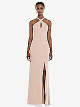 Front View Thumbnail - Cameo Criss Cross Halter Princess Line Trumpet Gown