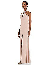 Side View Thumbnail - Cameo Criss Cross Halter Princess Line Trumpet Gown