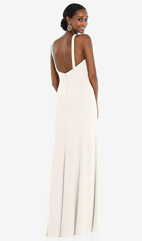Back View - Ivory Criss Cross Halter Princess Line Trumpet Gown