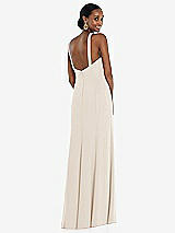 Rear View Thumbnail - Oat Criss Cross Halter Princess Line Trumpet Gown