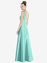 Rear View Thumbnail - Coastal Sleeveless Square-Neck Princess Line Gown with Pockets