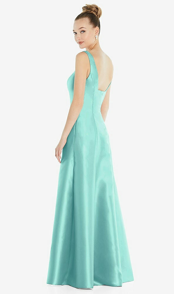Back View - Coastal Sleeveless Square-Neck Princess Line Gown with Pockets