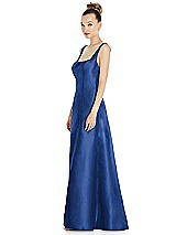 Side View Thumbnail - Classic Blue Sleeveless Square-Neck Princess Line Gown with Pockets