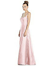 Side View Thumbnail - Ballet Pink Sleeveless Square-Neck Princess Line Gown with Pockets