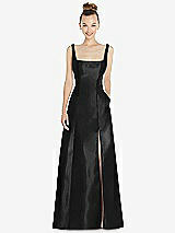 Front View Thumbnail - Black Sleeveless Square-Neck Princess Line Gown with Pockets