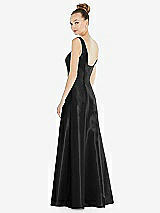 Rear View Thumbnail - Black Sleeveless Square-Neck Princess Line Gown with Pockets