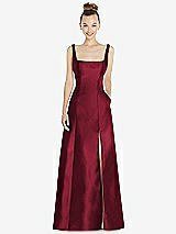 Front View Thumbnail - Burgundy Sleeveless Square-Neck Princess Line Gown with Pockets