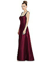 Side View Thumbnail - Cabernet Sleeveless Square-Neck Princess Line Gown with Pockets