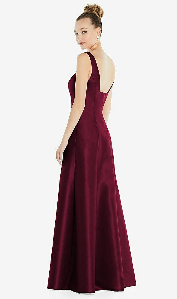 Back View - Cabernet Sleeveless Square-Neck Princess Line Gown with Pockets