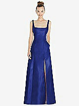 Front View Thumbnail - Cobalt Blue Sleeveless Square-Neck Princess Line Gown with Pockets