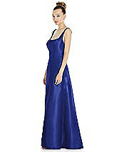 Side View Thumbnail - Cobalt Blue Sleeveless Square-Neck Princess Line Gown with Pockets