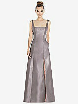 Front View Thumbnail - Cashmere Gray Sleeveless Square-Neck Princess Line Gown with Pockets