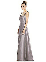 Side View Thumbnail - Cashmere Gray Sleeveless Square-Neck Princess Line Gown with Pockets
