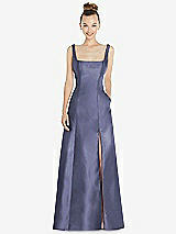 Front View Thumbnail - French Blue Sleeveless Square-Neck Princess Line Gown with Pockets