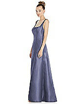 Side View Thumbnail - French Blue Sleeveless Square-Neck Princess Line Gown with Pockets
