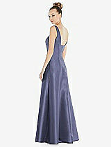 Rear View Thumbnail - French Blue Sleeveless Square-Neck Princess Line Gown with Pockets