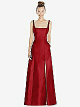 Front View Thumbnail - Garnet Sleeveless Square-Neck Princess Line Gown with Pockets