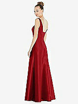 Rear View Thumbnail - Garnet Sleeveless Square-Neck Princess Line Gown with Pockets