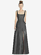 Front View Thumbnail - Gunmetal Sleeveless Square-Neck Princess Line Gown with Pockets