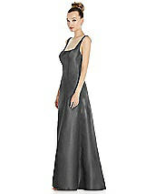 Side View Thumbnail - Gunmetal Sleeveless Square-Neck Princess Line Gown with Pockets
