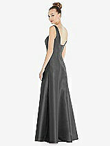 Rear View Thumbnail - Gunmetal Sleeveless Square-Neck Princess Line Gown with Pockets