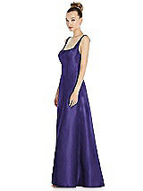 Side View Thumbnail - Grape Sleeveless Square-Neck Princess Line Gown with Pockets