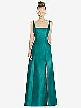 Front View Thumbnail - Jade Sleeveless Square-Neck Princess Line Gown with Pockets