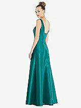 Rear View Thumbnail - Jade Sleeveless Square-Neck Princess Line Gown with Pockets