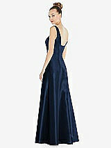 Rear View Thumbnail - Midnight Navy Sleeveless Square-Neck Princess Line Gown with Pockets
