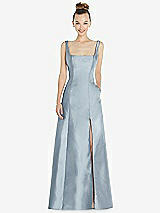 Front View Thumbnail - Mist Sleeveless Square-Neck Princess Line Gown with Pockets