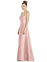 Side View Thumbnail - Rose - PANTONE Rose Quartz Sleeveless Square-Neck Princess Line Gown with Pockets