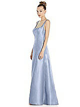 Side View Thumbnail - Sky Blue Sleeveless Square-Neck Princess Line Gown with Pockets