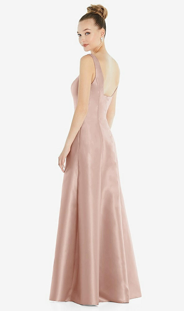 Back View - Toasted Sugar Sleeveless Square-Neck Princess Line Gown with Pockets