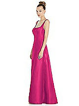 Side View Thumbnail - Think Pink Sleeveless Square-Neck Princess Line Gown with Pockets
