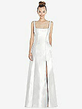 Front View Thumbnail - White Sleeveless Square-Neck Princess Line Gown with Pockets